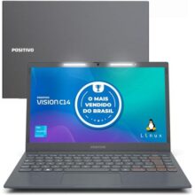 Notebook Positivo Vision C14 Lumina BAR Celeron, 8GB 128GB eMMC, Tela 14 Polegadas HD Antirreflexo, Linux, Tecla Link – Cinza