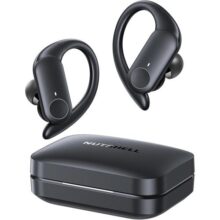NS18 Fones de Ouvido Bluetooth para Treino – 12 Horas de Bateria, À Prova de Suor, App Personalizável, Drivers de 13mm com Graves Potentes, Microfone para Chamadas Claras (Preto)