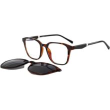 Óculos Armação 2 em 1 Clip-On Quadrado Sovas Unissex Tartaruga Marrom Frizz