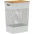 Ou Cesto de Roupas com Tampa de Bambu 49L Branco Oceano Linha Grid