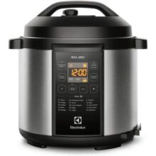 Panela pressão elétrica Electrolux digital capacidade 6L silenciosa segura 10 travas segurança 15 receitas pré-programadas 3 níveis pressão