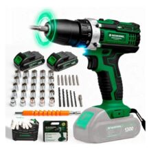 Parafusadeira Furadeira 21v 1300mah Com 2 Baterias Recarregável Sem Fio Maleta Completa Several Importados