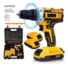 Parafusadeira Furadeira 48v Profissional 2 Baterias Sem Fio Amarelo 127/220v 60hz