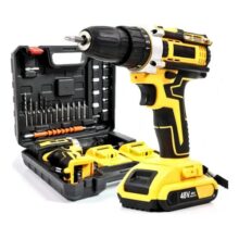 Parafusadeira Furadeira de impacto 3 Funções Profissional 2 Baterias Sem Fio Cor Amarelo