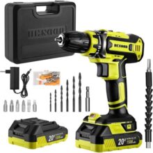 Parafusadeira Furadeira De Impacto Sem Fio 20v Profissional 2 Baterias 42N.m e Pinça de 38 Com LEDMaletabroca Eixo