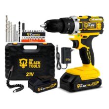 Parafusadeira Furadeira De Impacto The Black Tools Profissional TB-21PX 2 Baterias Com Maleta 60Hz Amarelo