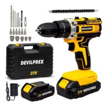 Parafusadeira Furadeira Impacto Sem Fio 21v 2 Bateria 2.000mah Bivolt Com Maleta Devilprex