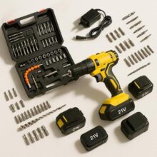 Parafusadeira Furadeira Kit Completo Com 2 Baterias 21V Recarregaveis Maleta Soquetes Pontas Brocas