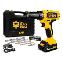 Parafusadeira Furadeira Sem Fio The Black Tools Bateria Cor Amarelo e Preto Frequência 60
