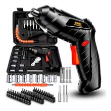 Parafusadeira Snel Sem Fio 47 Peças Maleta Com Acessórios Led Preto 5v