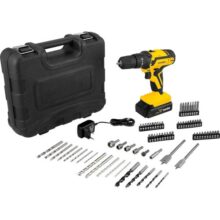 Parafusadeira/Furadeira com Impacto à Bateria 12V Lítio 3/8 Polegadas, Fonte Bivolt Automática, Jogo com 74 Acessórios, PFV 074 Vonder.