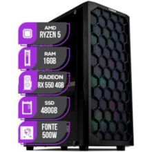 PC Gamer Mancer | AMD Ryzen 5 5500 | RX 550 4GB | 16GB DDR4 | SSD 480GB | Fonte 500W 80 Plus