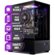 PC Gamer Mancer, Ryzen 3 3200G, Radeon vega 8, 16GB DDR4, SSD 480GB, Fonte 400W 80 Plus