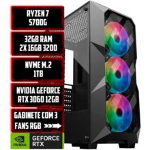 PC GAMER TITAN AMD RYZEN 7 5700G/32GB RAM/NVME 1TB/NVIDIA RTX 3060 12GB/GABINETE 3 FANS RGB