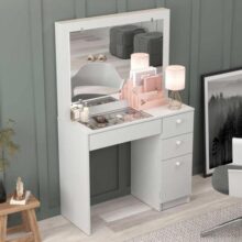 Penteadeira Ditália 4 Gavetas C/tampo De Vidro Pe-120 Cor Branco