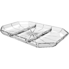 Petisqueira com 3 divisórias Refinatto em cristal ecológico P21,6xL14,2xA2cm