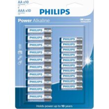 PHILIPS Pilha alcalina do tipo AA e AAA C/10 AA E 10-AAA, Branco, azul e cinza, padrão, LR036P20BP/59