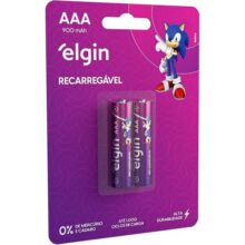 Pilha recarregável AAA 900MAH Elgin com 2 unidades Palito