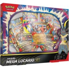 Pokémon TCG Box Mega Lucario EX Carta Promocional Laminada Colecionável com Pacotes de Booster