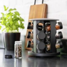 Porta Condimentos Vidro E Tampa Giratório Com 9 Potes