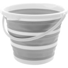 Powermaid Balde Retrátil de Silicone com Alça Dobrável Multiuso – 10 Litros – Branco e Cinza