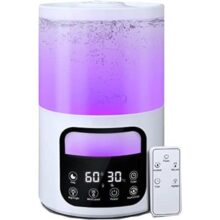 QBuen umidificador de ar, tanque de água de 4 litros, filtra impurezas, 7 luzes coloridas, sem BPA, umidificador para bebês, difusor de óleo, para ambientes grandes, plantas, viveiros, escritórios
