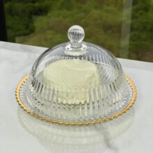 Queijeira Wolff Imperatriz De Cristal Fio De Ouro 20cm Incolor