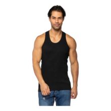 Regata Masculina Lisa Decote Costas Fechado Canelada Algodão