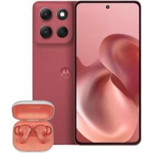 [Regional] Smartphone Motorola Moto g86 5G Vermelho + Fone Bluetooth Buds – 256GB 24GB (8GB RAM+16GB Ram Boost) Tela 1.5K pOLED, 50MP Sony camera OIS Moto AI, videos em 4K, IP68 + IP69