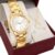 Relógio Lince Feminino Dourado Fundo Branco + Semi Joias LRGM033L30