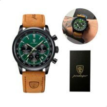 Relógio Luxo Poedagar Pulseira Em Couro