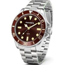 Relógio Mondaine Masculino Analógico Fundo Marrom Prateado
