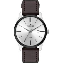 Relógio Technos Steel Masculino Quartzo Prateado 2115MPP1K Couro Marrom