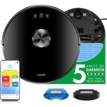 Robô Aspirador de Pó Liectroux XR500 Aspira e Passa Pano Voz em Português Mapeamento Inteligente Armazena Vários Mapas Bivolt Volta a Carregar Sozinho Compatível com Alexa (Preto)