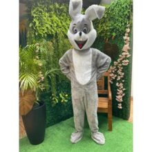 Roupa Fantasia De Coelho Da Pascoa Mascote Adulto Cinza