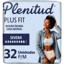 Roupa Íntima Descartável Plenitud® Plus Fit, Tamanho P/M, 32 Un | Discreto como Calcinha, Absorção Imediata, Até 100% Livre de Vazamentos