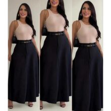 Saia Longa Godê Social Evangélica Alfaiataria Bolsos Rodada