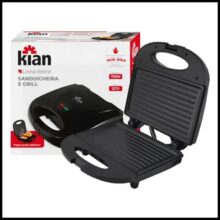 Sanduicheira Grill 2 Em 1 Kian Preta Elétrica 750w Cor Preto,Seu Mixto Quente Ultra Rápido, e Outros Petiscos