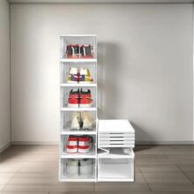 Sapateira Vertical Empilhável Caixa Sapato Tênis 6 Andares Cor Branco