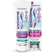 Sensodyne Creme Dental para Sensibilidade Clinical Repair Deep Clean com Flúor Reparação dos Dentes Sensíveis 100g
