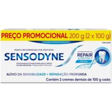 Sensodyne Creme Dental para Sensibilidade Repair e Protect com Flúor, Alívio da Sensibilidade, 2 unidades, 100g cada