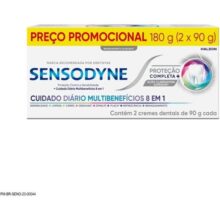 Sensodyne Creme Dental Proteção Completa com Flúor, Proteção Diária Contra a Sensibilidade e Cuidado Diário 8 em 1, Ação de Limpeza Profunda e Clareamento Dental, 2 Unidades de 90g