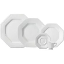 Serviço de Jantar e Chá em Porcelana, 20 Peças, Modelo Octogonal Prisma, Branco, Porcelana Schmidt