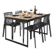 Set Vintage Mesajantar 120×90 Com 4 Cadeiras Gruvyer Pretas