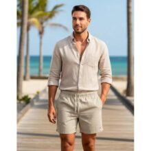 Shorts Linho Masculino Sandrini Casual Verão Confortável