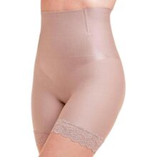 Shorts Modelador Abdominal com Renda – Efeito Up no Bumbum, Tecido Duplo e Barbatanas para Estabilidade – Alta Compressão com Conforto e Tecido Respirável – Plié