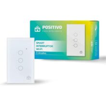 Smart Interruptor Wi-Fi Positivo Casa Inteligente, 3 Módulos, Touch, Branco – Compatível com Alexa
