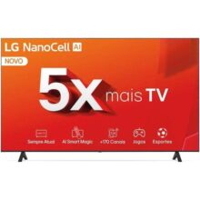 Smart TV 4K 75″ LG NanoCell 75NANO80T Processador α5 Ger7 AI Hub de Esportes Alexa/Chromecast integrado webOS 24 Controle Smart Magic