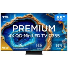 Smart TV 65″ 4K UHD QLED Mini LED TCL 65C755 120Hz Wi-Fi Bluetooth 4 HDMI 2 USB