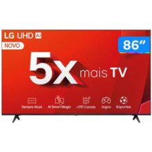 Smart TV 86″ 4K LG Ultra HD 86UT8050 com Processador a5 Ger7 AI, Alexa/Chromecast integrado